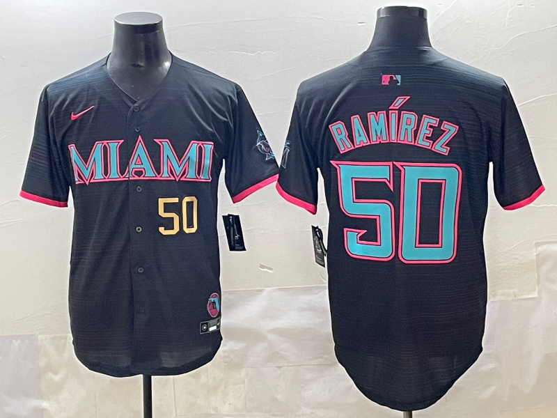 Men 2025 Miami Marlins #50 Ramirez black Nike MLB jersey style 854->miami marlins->MLB Jersey